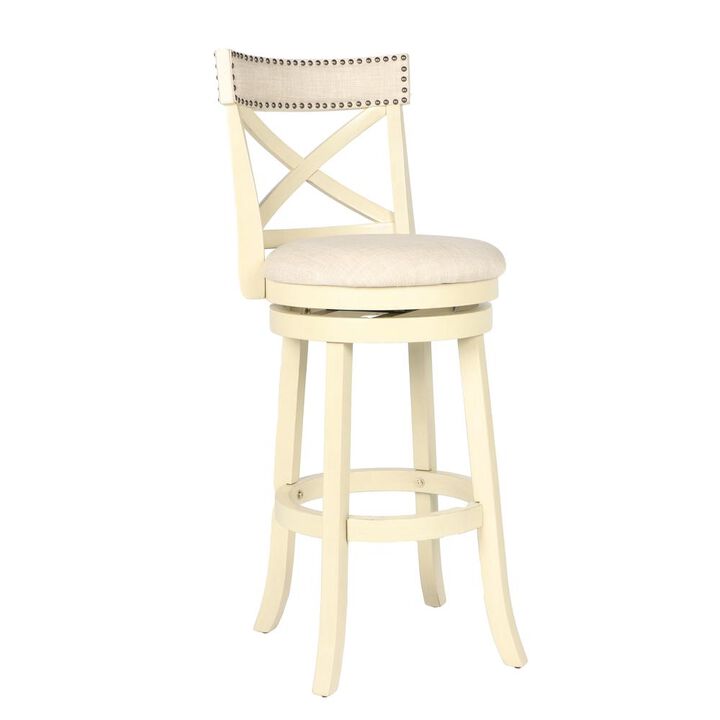 New Classic Furniture Furniture York 29 Wood Bar Stool with Fabric Seat in Ant White