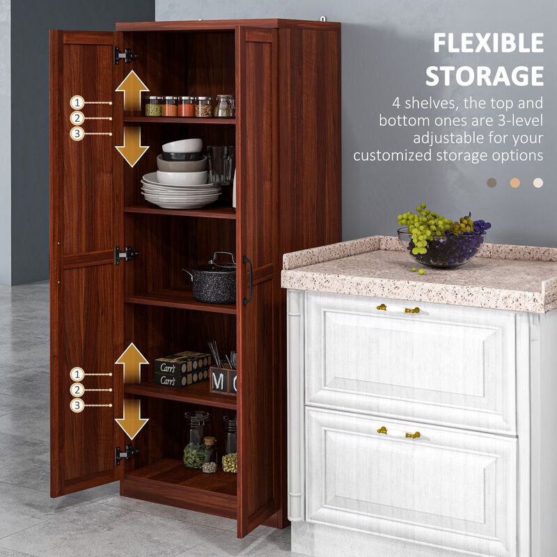 63" Kitchen Pantry Cabinet: 2 Doors, 5-Tier Shelving