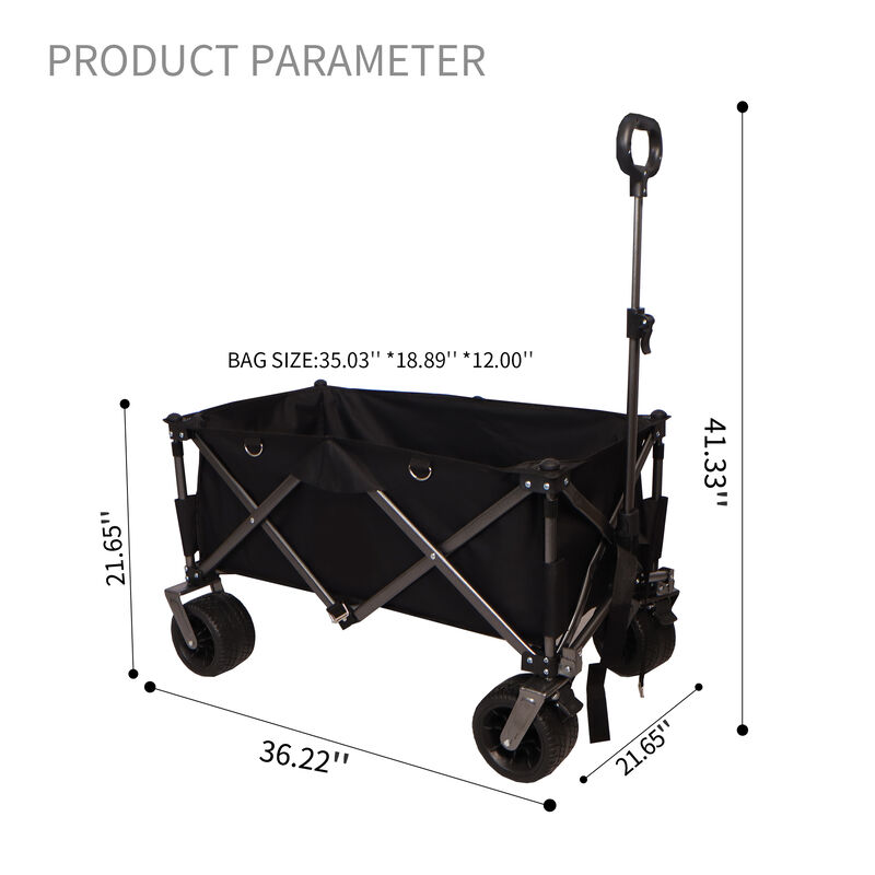 Heavy-Duty Folding Wagon with Big Wheels for Beach Camping and Garden