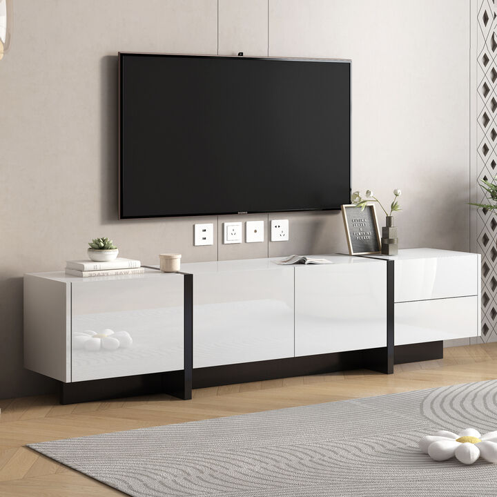 Modern High Gloss TV Stand for TVs Up to 80"