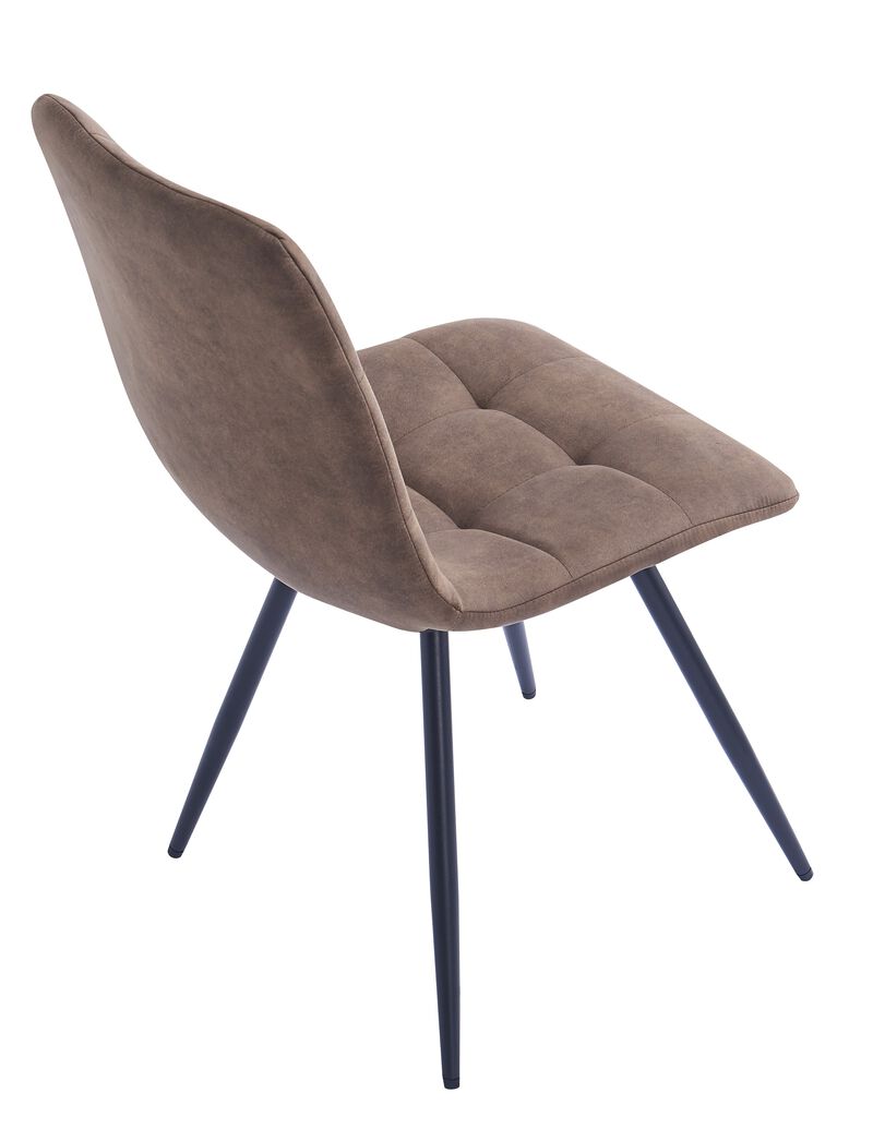 Set of 2 Scandinavian Dining Chairs with Metal Button Tufting