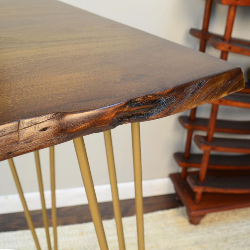 Carolina Living Seti Live Edge Bar Table - Elm Top - Gold Base