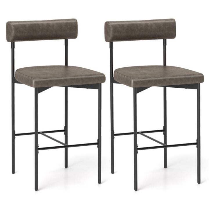 Hivvago 20 Inch Upholstered Bar Stools Set of 2 Counter Height Bar Chairs with  Backrest Hivvago 20 Inch Upholstered Bar Stools Set of 2 Counter Height Bar Chairs with  Backrest