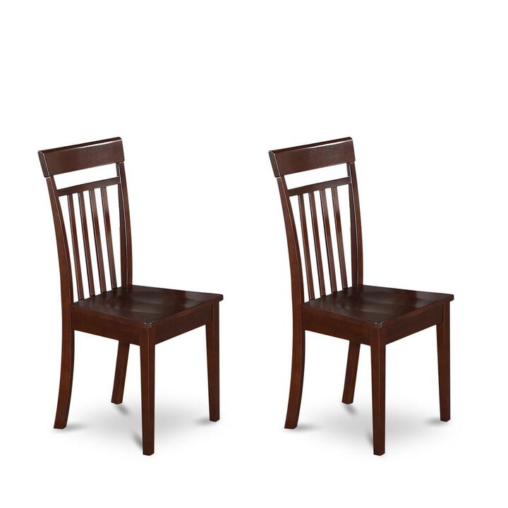 East West Furniture Capri  slat  back    Chair  for  dining  room  with  wood  Seat,  Set  of  2