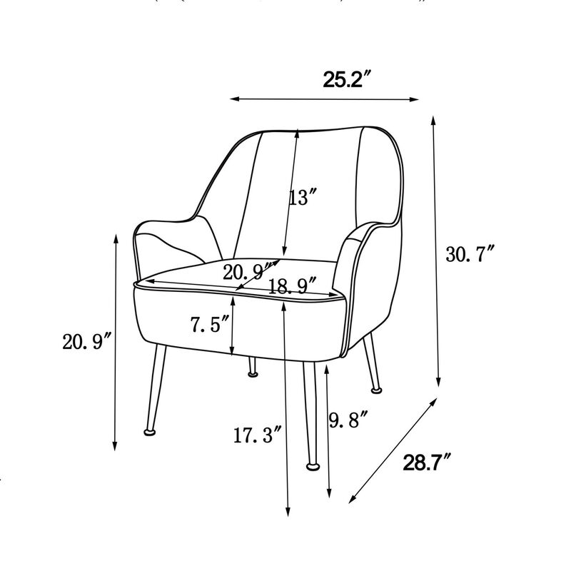 Modern Mid Century Chair Velvet Sherpa Armchair For Living Room Bedroom Office Easy Assemble