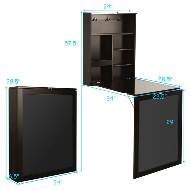 Floating Wall Desk, Space-Saving Home Office Workstation with Shelves
