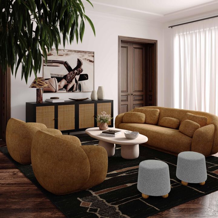 Jaine Forest Green Loose Mohair Ottoman