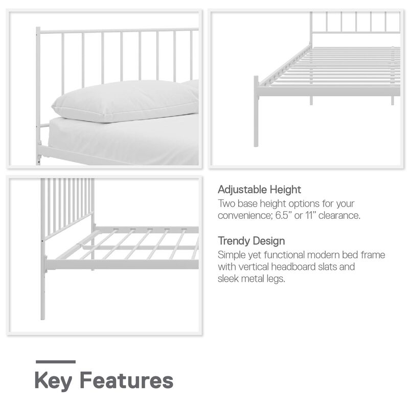 Ares Metal Bed, Queen, White