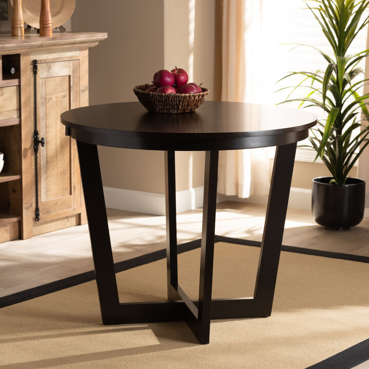 Baxton Studio Alayna Modern Walnut Brown Finished 35 Inch Wide Round Wood Dining Table