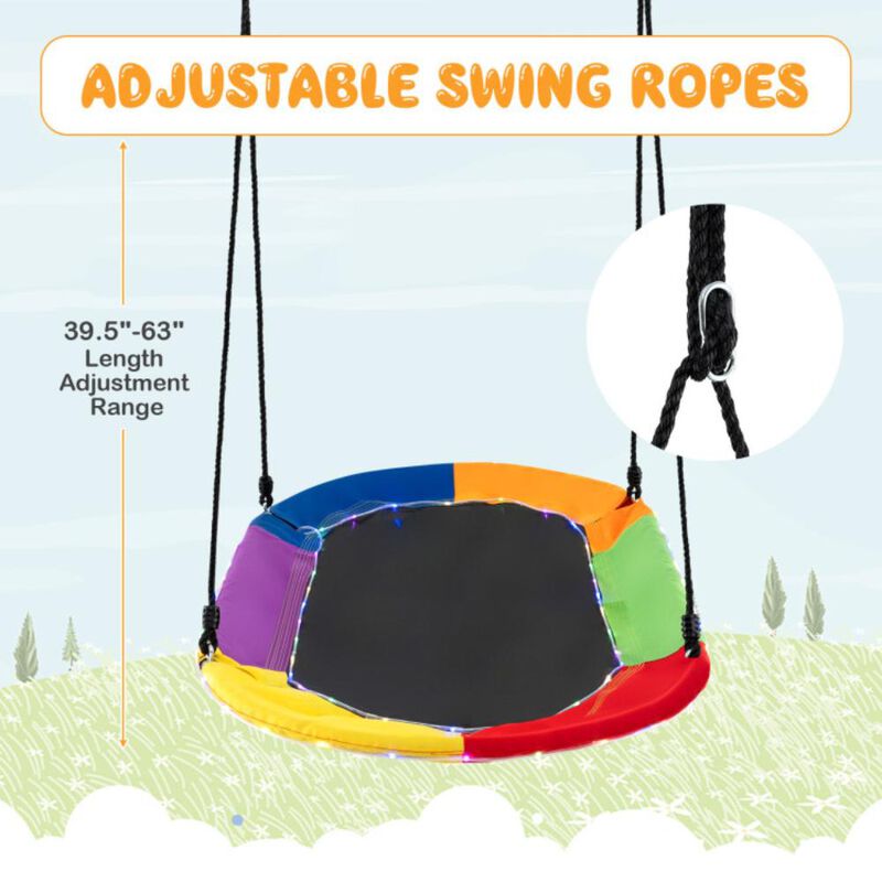 Hivvago 60 Inches Saucer Swing with LED Lights for Kids and Adults