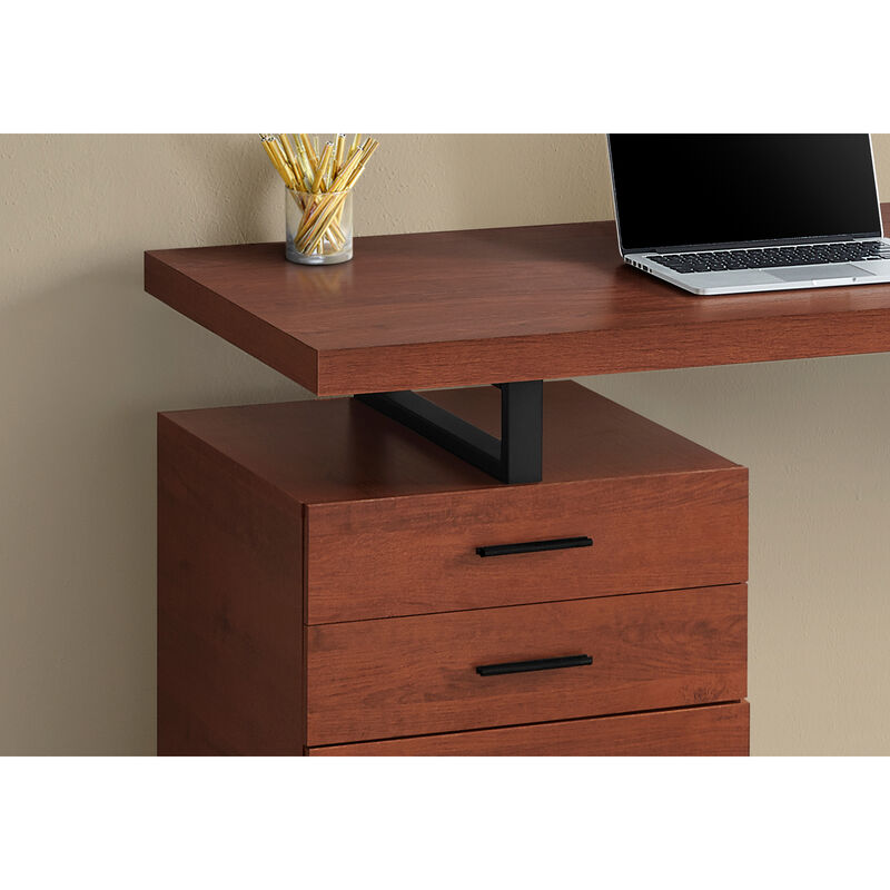 Monarch Specialties I 7641 Computer Desk, Home Office, Laptop, Left, Right Set-up, Storage Drawers, 48"L, Work, Metal, Laminate, Brown, Black, Contemporary, Modern