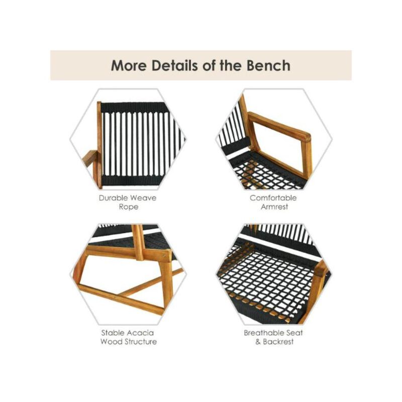 Hivvago 2-Person Acacia Wood Yard Bench for Balcony and Patio