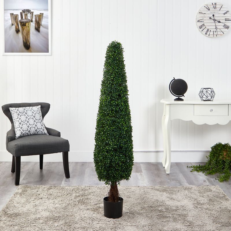 Hivvago 5 Feet Boxwood Topiary Artificial Tree UV Resistant (Indoor/Outdoor)