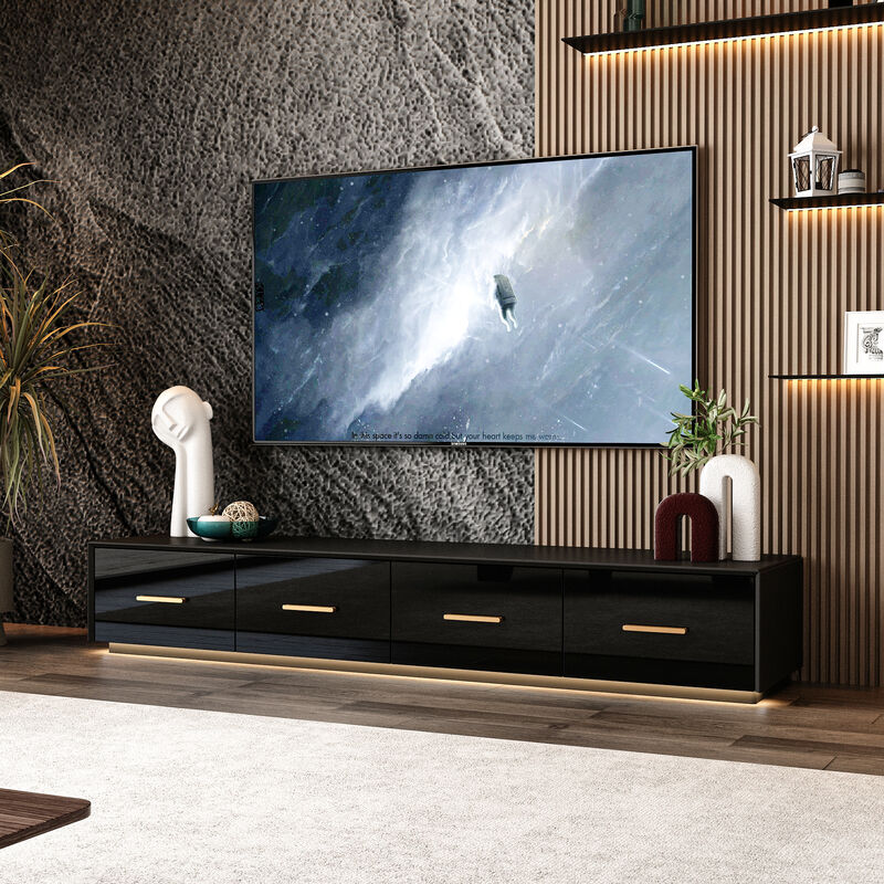 FUFU&GAGA Modern/Contemporary Black Tv Cabinet Integrated Tv Mount (Accommodates TVs up to 70-in),Black