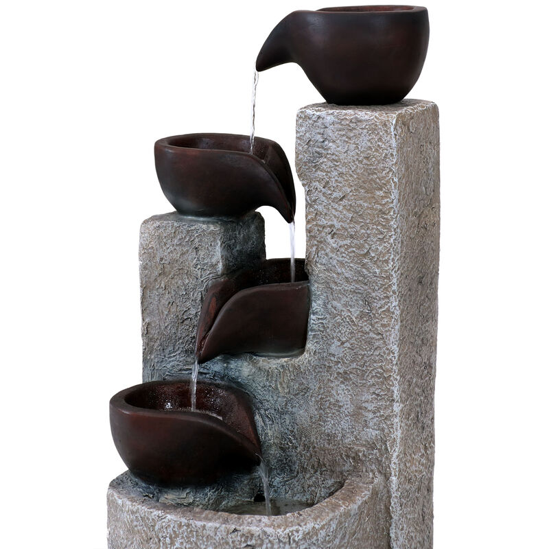 Sunnydaze Aged Tiered Vessels Solar Water Fountain with Battery - 29 in