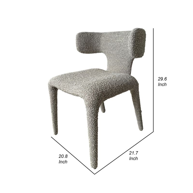 Cid Eve 21 Inch Dining Chair, Curved Wingback, Gray Textured Polyester - Benzara
