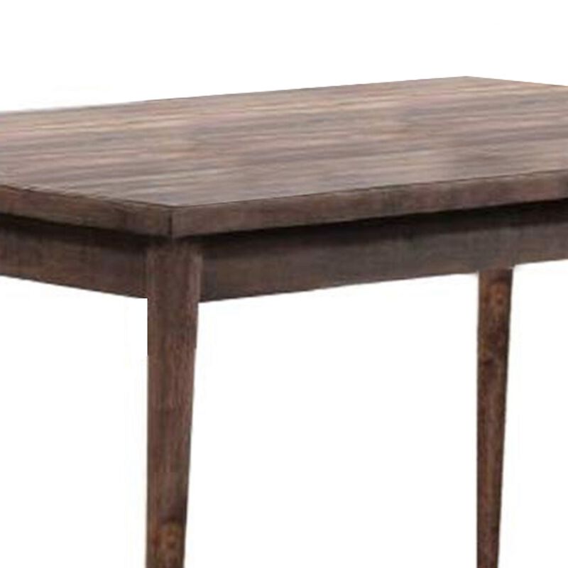 Lee 59 Inch Rectangular Dining Table, Tapered Legs, Modern Brown Grain Wood-Benzara