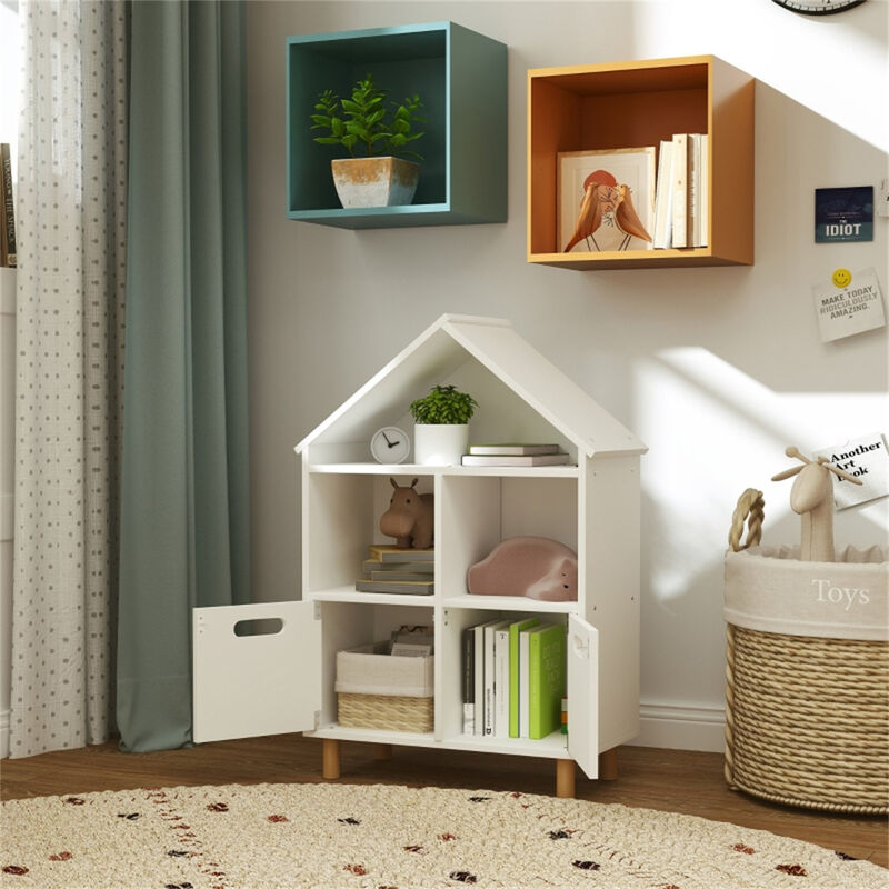 Freestanding Bookshelf with Enclosed Storage for Books and Decor