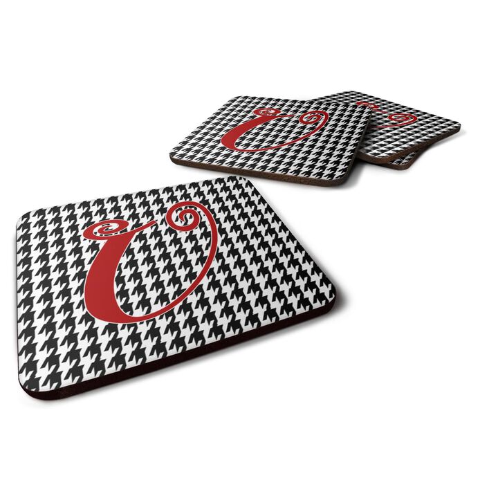 Caroline's Treasures CJ1035-UFC Monogram-Houndstooth Black Foam Coasters (Set of 4), Initial Letter U, 3.5 H x 3.5 W, Multicolor