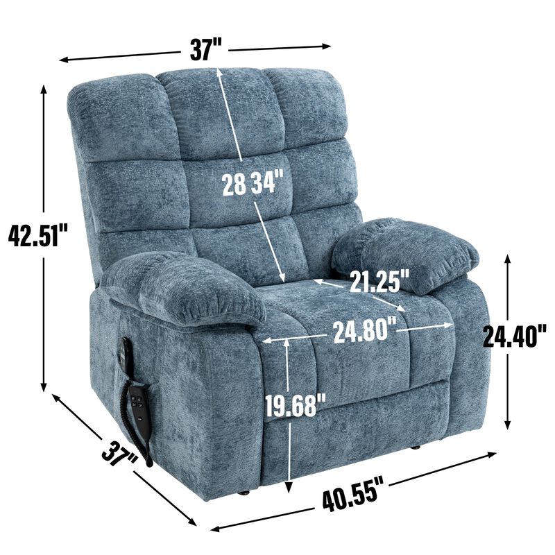 Mondawe Lift Recliner Chair Heat Massage Dual Motor Infinite Position Up to 350 LBS Large Electric Power Lift Recliners with Power-Remote
