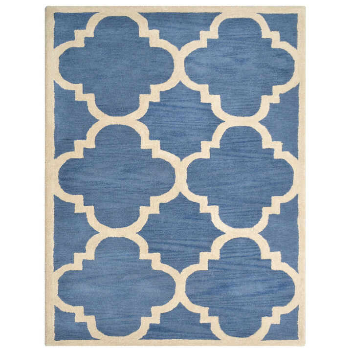 RUGSOTIC CARPETS HAND TUFTED WOOL ECO-FRIENDLY AREA RUGS - 5'x8', Rectangle Shape, Blue & Beige, Geometric Modern Design, High Pile Handmade Anti Skid Area Rugs for Living Room, Bed Room (K00231)