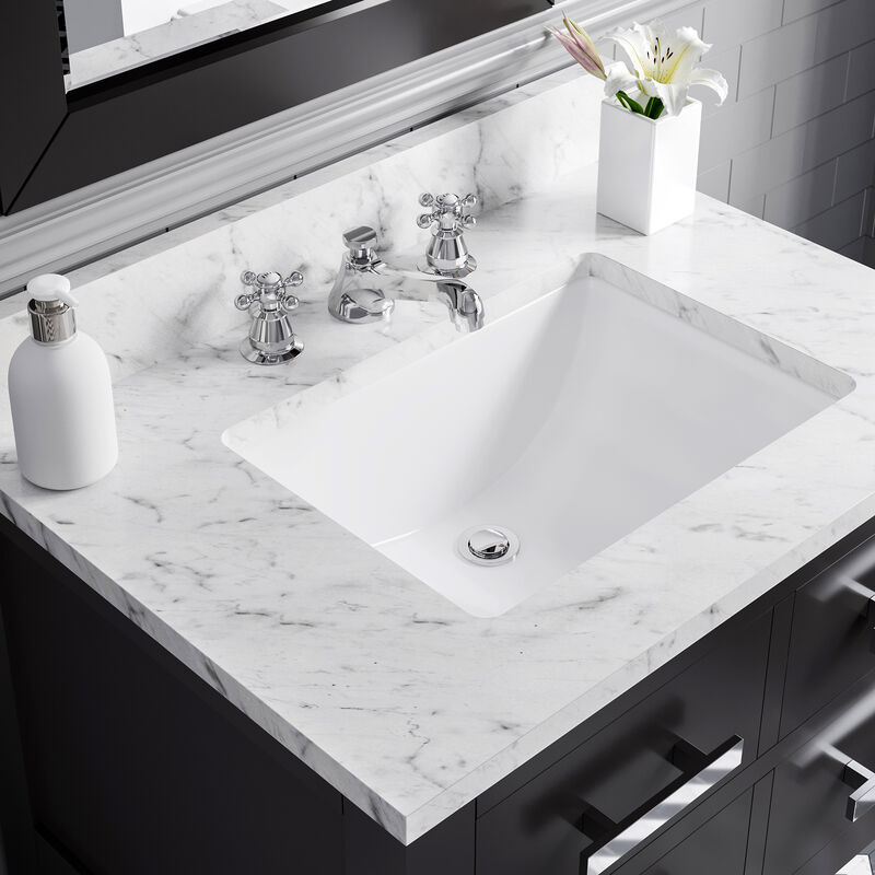 Madalyn 30 In. Single Sink Carrara White Marble Countertop Bath Vanity in Espresso