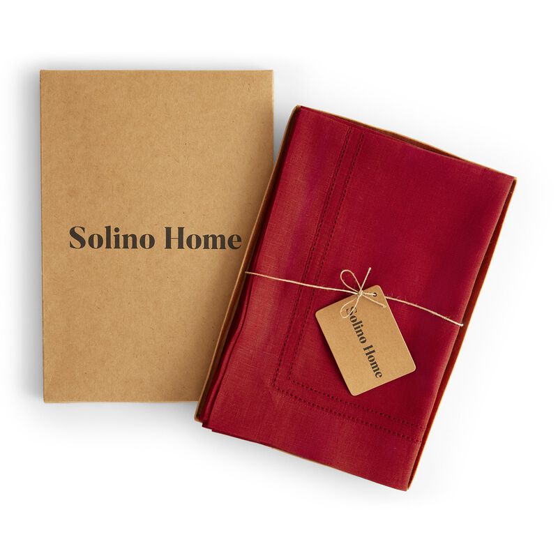 Solino Home 100% Pure Linen Double Hemstitch Dinner Napkins 20 x 20 Inch Set of 4
