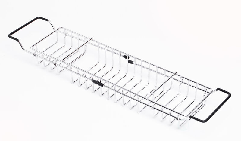 Expandable Metal Bathtub Caddy With, Rubber Handles