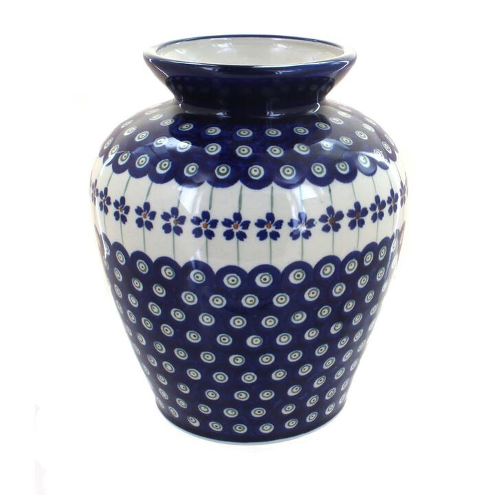 Blue Rose Polish Pottery Porcelain Vine Medium Vase