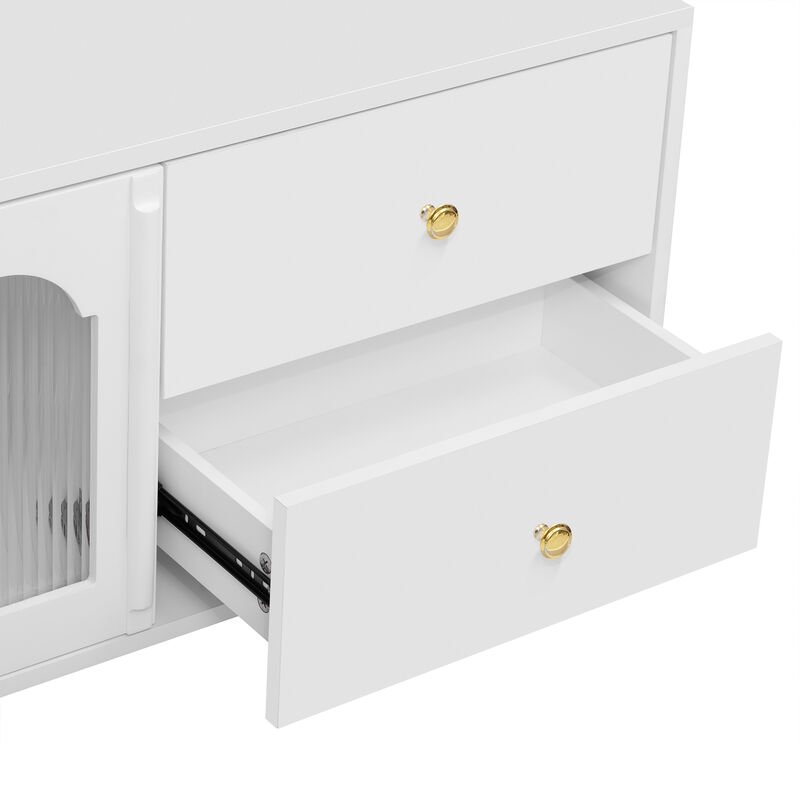 Merax Modern Entertainment Center with Glass Door TV Stand