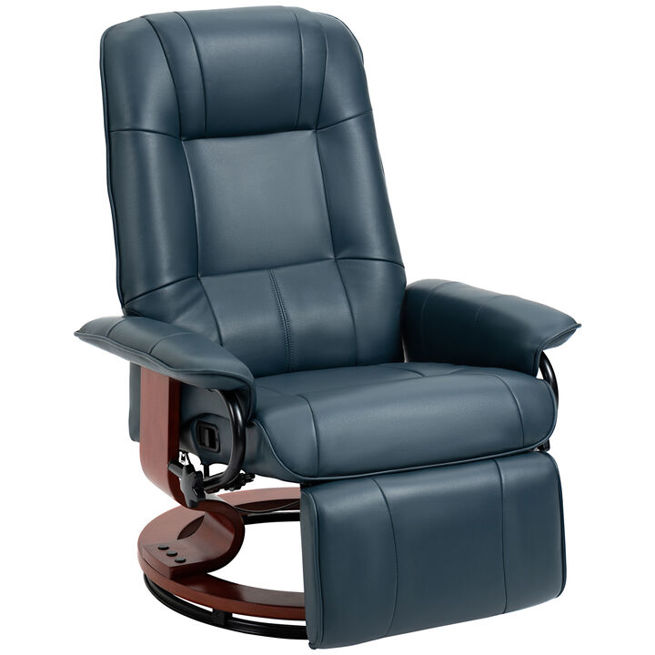 Faux Leather Reclining Lounge Chair Swivel Recliner Sofa Seat w/ Wood Base Brown