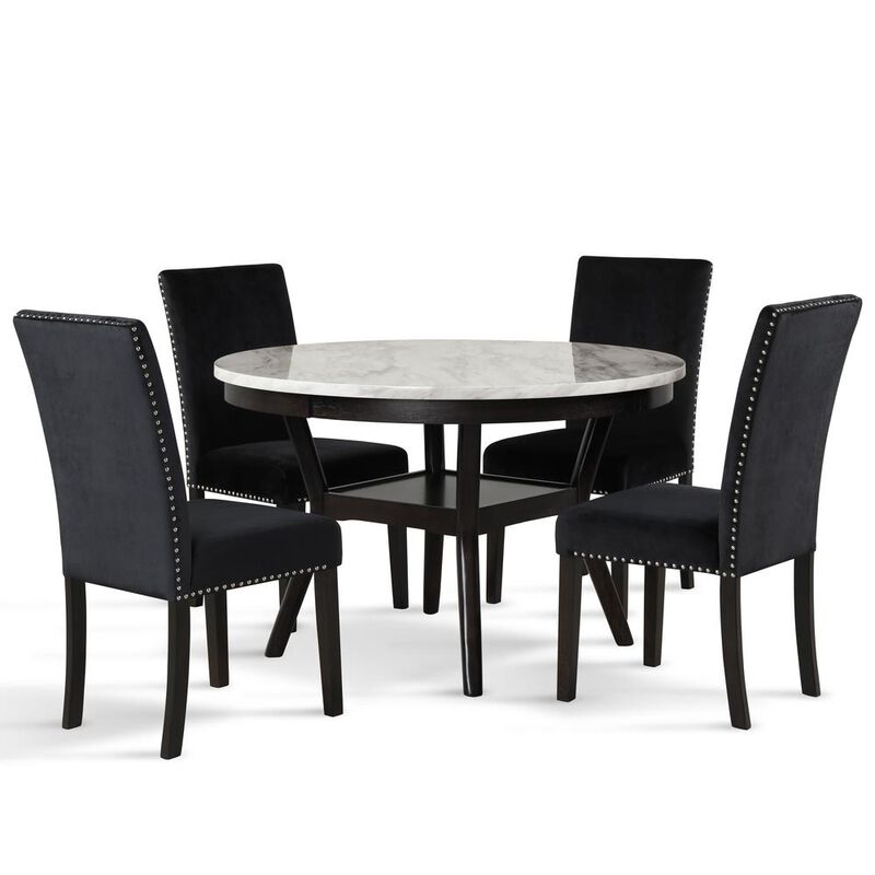 New Classic Furniture Furniture Celeste Faux Marble & Wood Dining Table in Espresso
