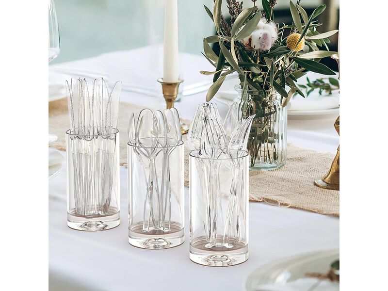 Dealusy 300 Count Extra Heavy Duty Clear Plastic Silverware