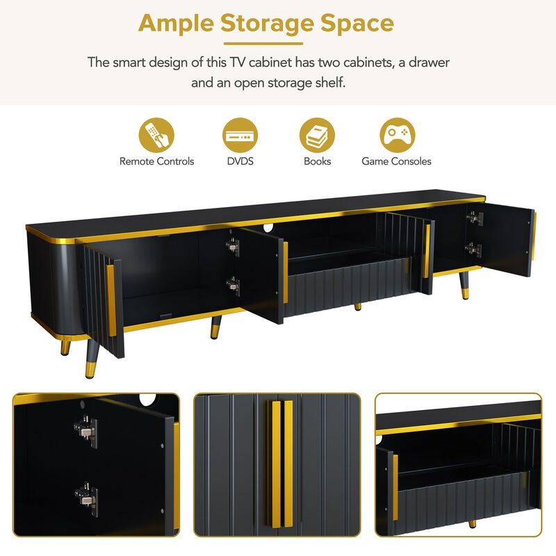 Merax Luxury Minimalism TV Stand with Open Storage Shelf