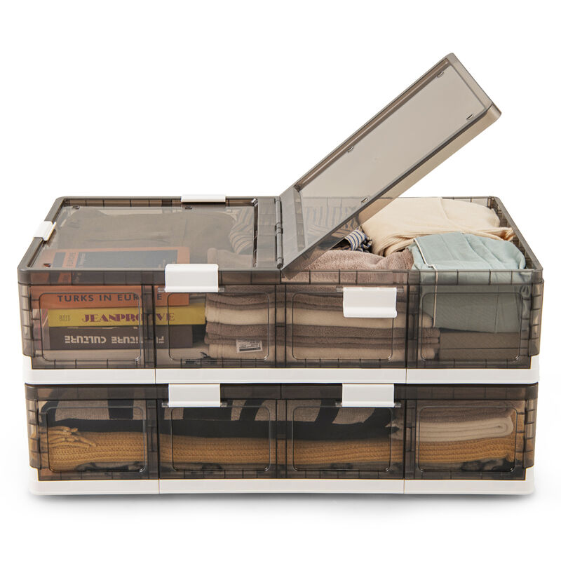 2 Pack Stackable Storage Containers Rolling Plastic Storage Bins