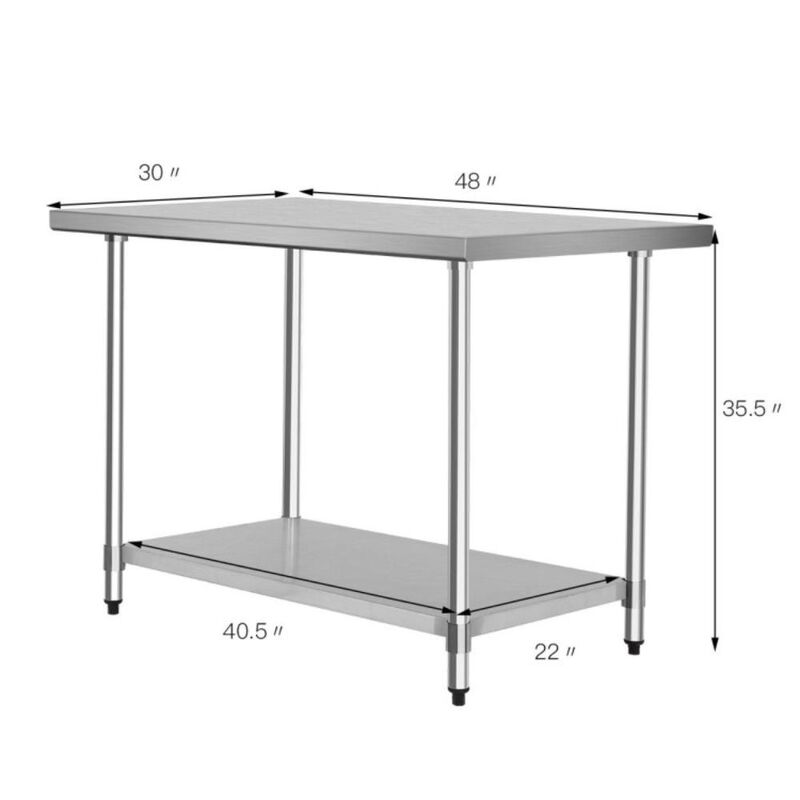 Hivvago 30 x 48 Inch Stainless Steel Table Commercial Kitchen Worktable