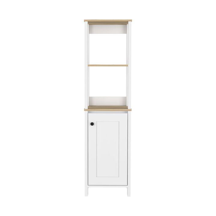 Linen Cabinet Jannes, Bathroom, Light Oak / White
