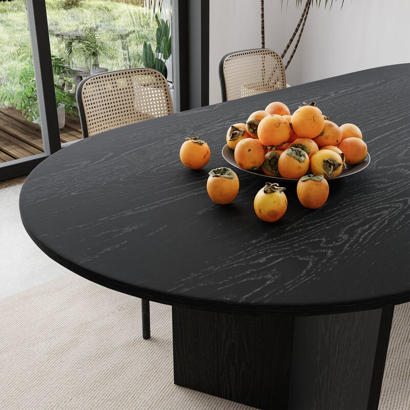67 Brix Modern Black Oak Wood Oval Dining Table (Seats 6)