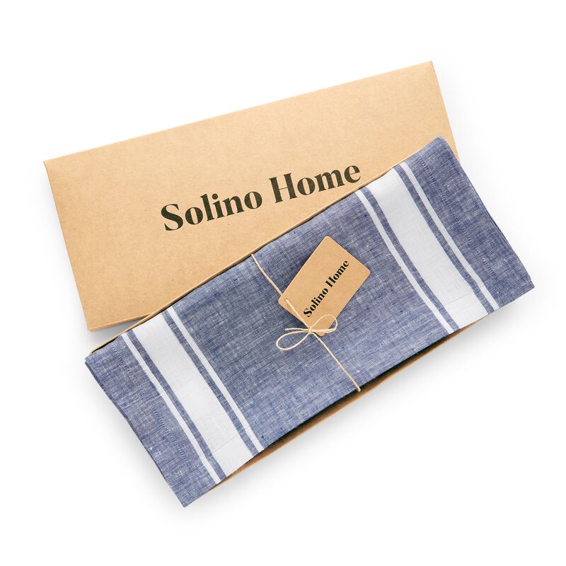 Solino Home 100% Pure Linen Tablecloth | Farmhouse Stripe