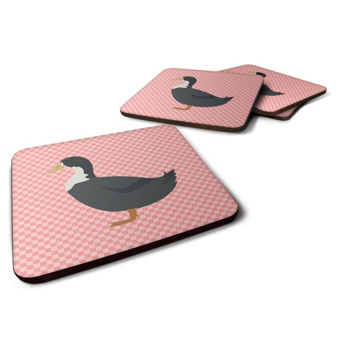 Caroline's Treasures Blue Swedish Duck Pink Check Decorative coasters, 3.5, Multicolor