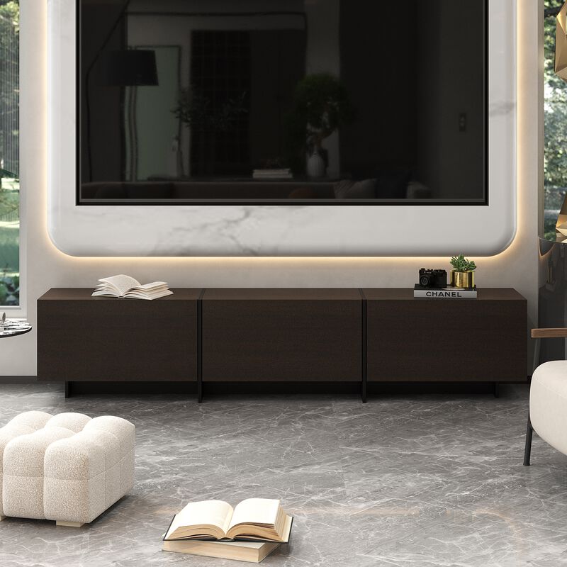 FUFU&GAGA Modern/Contemporary Dark Brown Tv Stand Integrated Tv Mount (Accommodates TVs more than 70-in),Brown