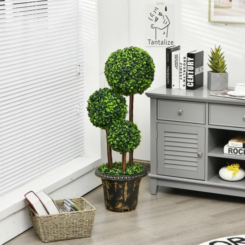Hivvago 36-Inch Artificial Topiary Triple Ball Tree for Indoor and Outdoor