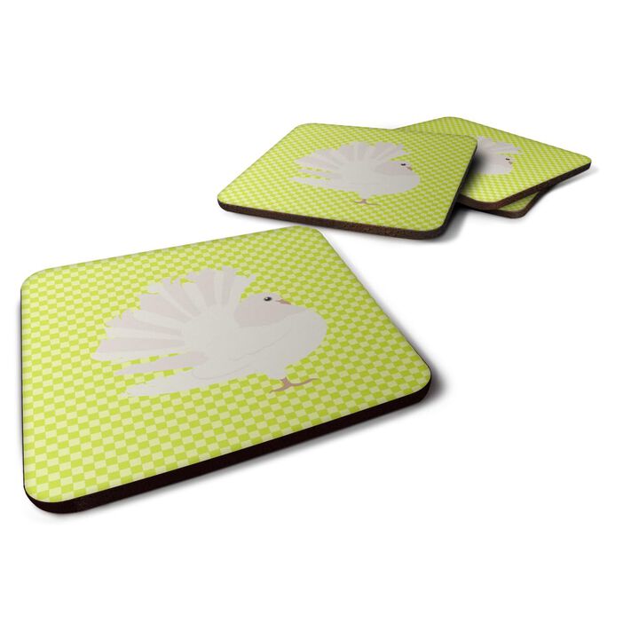 Caroline's Treasures Silver Fantail Pigeon Green Decorative Coasters, 3.5, Multicolor