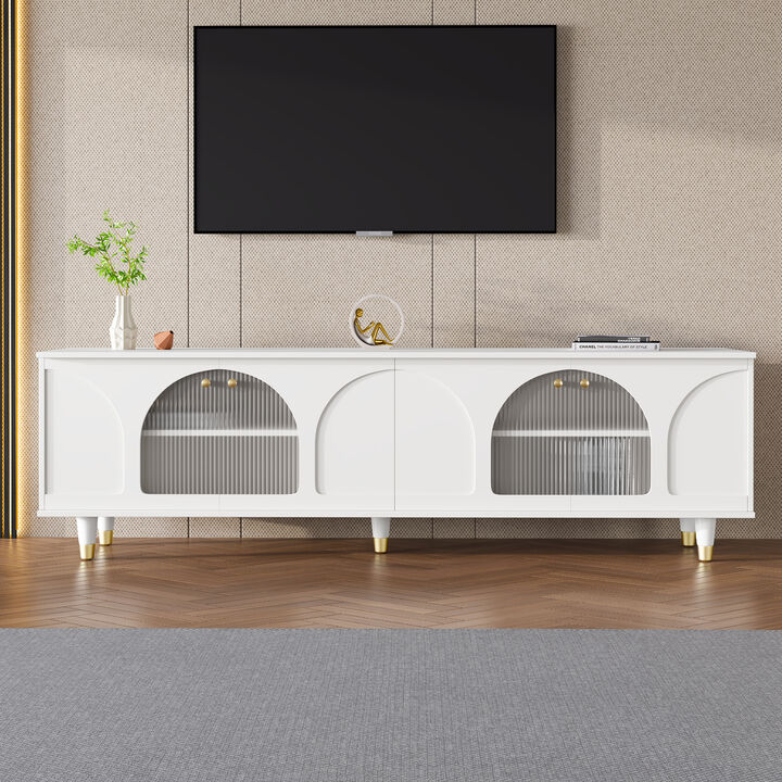Merax Contemporary TV Stand with Adjustable Shelves