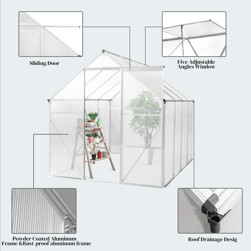 Hybrid Polycarbonate Greenhouse Durable & Weather-Resistant Garden Greenhouse for Year-Round Plant Growth