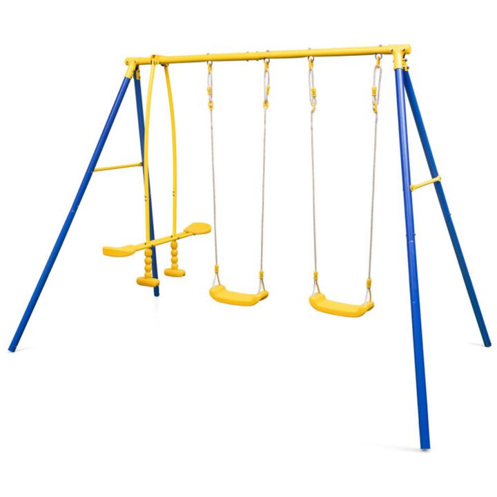 Hivvago Metal Swing Set for Backyard with 2 Swing Seats and 2 Glider Seats Hivvago Metal Swing Set for Backyard with 2 Swing Seats and 2 Glider Seats