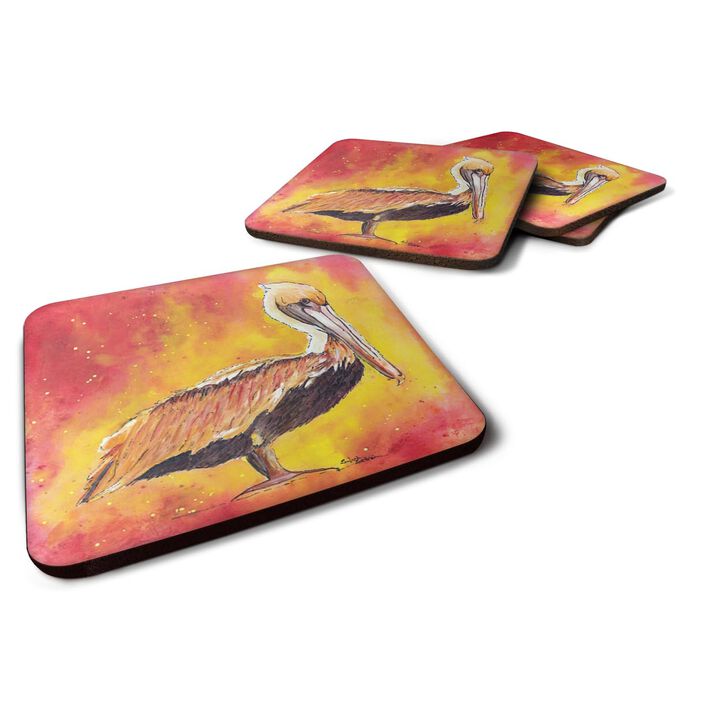 Caroline's Treasures 8344FC Bird-Pelican Foam Coasters (Set of 4), 3.5 H x 3.5 W, Multicolor