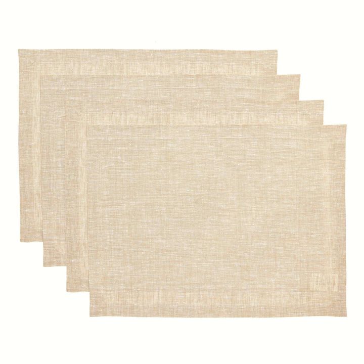 Solino Home 100% Pure Linen 14 x 19 Inch Placemats Set of 4 | Athena