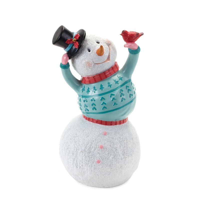 Resin Snowman Figures Set of 2 for Holiday Home Decorations