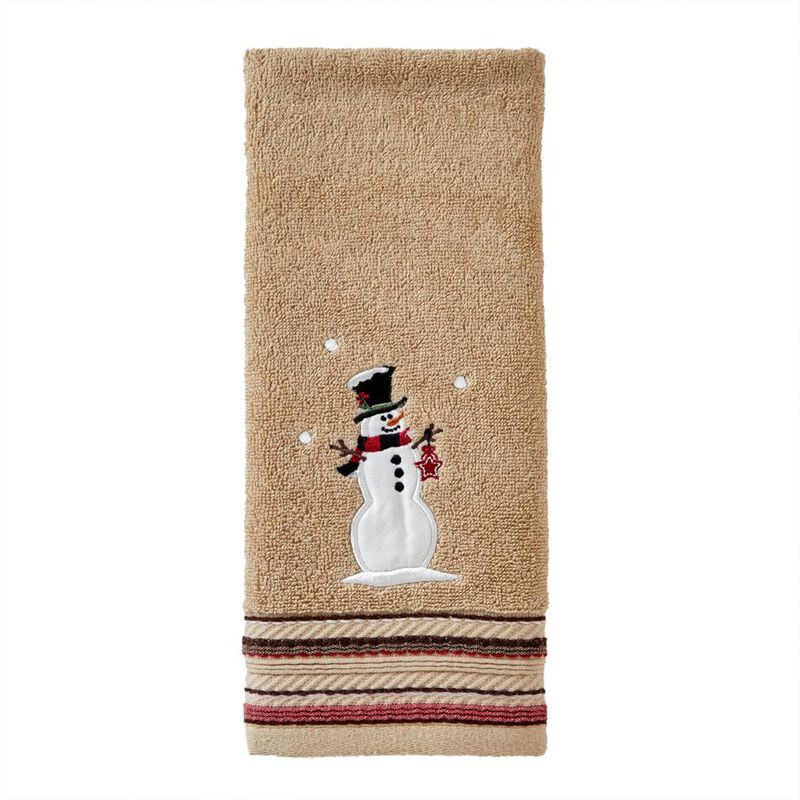 SKL Home By Saturday Knight Ltd Rustic Plaid Snowman Hand Towel - 2-Pack - 16X25", Wheat